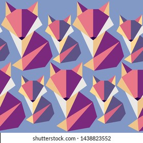 Vector Fox logo. Polygon style fox. Origami Fox, animal. Seamless pattern fox.