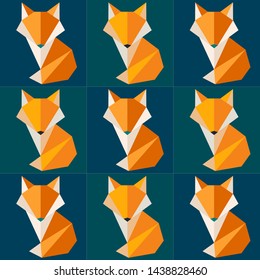 Vector Fox logo. Polygon style fox. Origami Fox, animal. Good pattern 