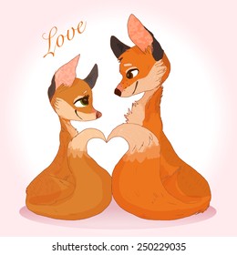 Vector Fox Love - Cute animal couple