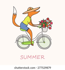 vector fox on a bike