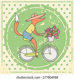 vector fox on a bike