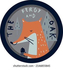 Vector fox print and or badge design.