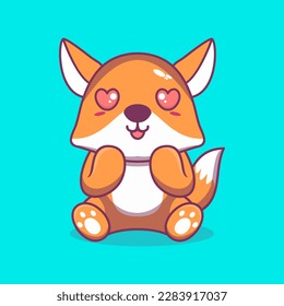 Vector fox sitting shocked cute creative kawaii cartoon mascot
