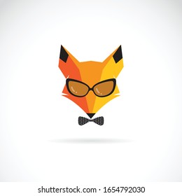 Vector of fox wearing sunglasses on white background. Animal fashion. Easy editable layered vector illustration.