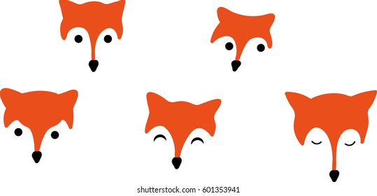Vector foxes emoticons set