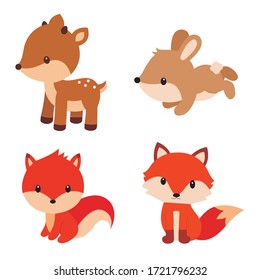 vector of foxes, rabbits, and mouse deer