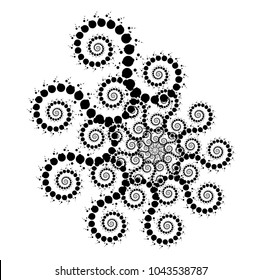 Vector Fractal Beaded Delicate Spiral Nautilus Snail Vortex Shape -  Generative Op Art Element
