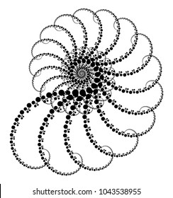 Vector Fractal Beaded Openwork Spiral Ammonite Snail Vortex Shape -  Generative Op Art Element
