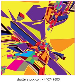 Vector fractal colorful random shape background pattern