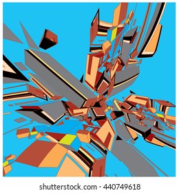 Vector fractal colorful random shape background pattern