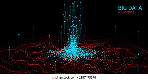 Vector Fractal Element. Cosmic Wave Illustration with Distortion and Movement. Fractal 3d Visualization. Digital Big Data Sorting. Analysis of Big Data Flow. Technology Background with Fractal System.