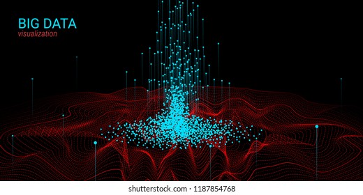 Vector Fractal Element. Cosmic Wave Illustration with Distortion and Movement. Fractal 3d Visualization. Digital Big Data Sorting. Analysis of Big Data Flow. Technology Background with Fractal System.