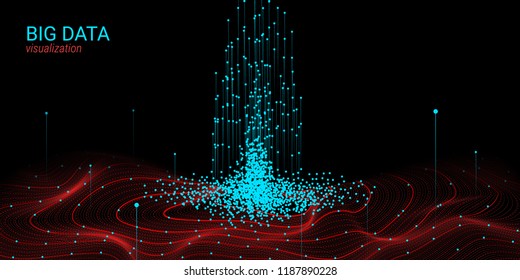 Vector Fractal Element. Cosmic Wave Illustration with Distortion and Movement. Fractal 3d Visualization. Digital Big Data Sorting. Analysis of Big Data Flow. Technology Background with Fractal System.