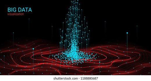 Vector Fractal Element. Cosmic Wave Illustration with Distortion and Movement. Fractal 3d Visualization. Digital Big Data Sorting. Analysis of Big Data Flow. Technology Background with Fractal System.
