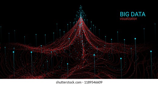 Vector Fractal Element. Cosmic Wave Illustration with Distortion and Movement. Fractal 3d Visualization. Digital Big Data Sorting. Analysis of Big Data Flow. Technology Background with Fractal System.