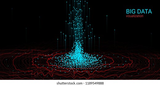 Vector Fractal Element. Cosmic Wave Illustration with Distortion and Movement. Fractal 3d Visualization. Digital Big Data Sorting. Analysis of Big Data Flow. Technology Background with Fractal System.