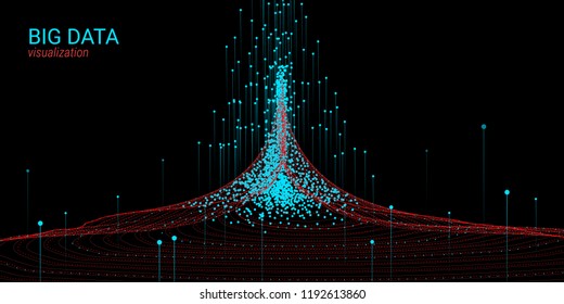 Vector Fractal Element. Cosmic Wave Illustration with Distortion and Movement. Fractal 3d Visualization. Digital Big Data Sorting. Analysis of Big Data Flow. Technology Background with Fractal System.