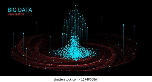 Vector Fractal Element. Cosmic Wave Illustration with Distortion and Movement. Fractal 3d Visualization. Digital Big Data Sorting. Analysis of Big Data Flow. Technology Background with Fractal System.