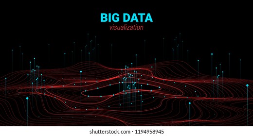 Vector Fractal Element. Cosmic Wave Illustration with Distortion and Movement. Fractal 3d Visualization. Digital Big Data Sorting. Analysis of Big Data Flow. Technology Background with Fractal System.