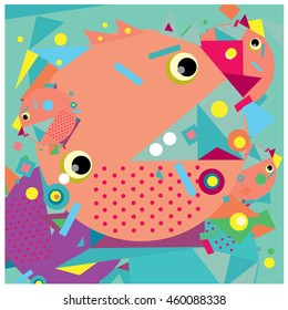 Vector fractal fabric circles random abstract colorful wallpaper pattern background