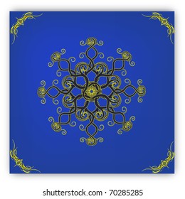 Vector fractal ornaments on blue background for different uses.