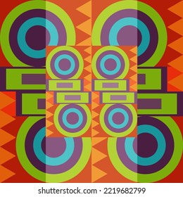Vector Fractal Square And Circle Template Design Material Suitable For Background, Wallpaper, Poster And Publication. Modern Memphis Style
