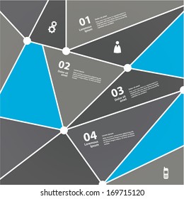 Vector fractal template. Futuristic modern template with place for several steps - choices. Colorfully fractal mosaic background. 