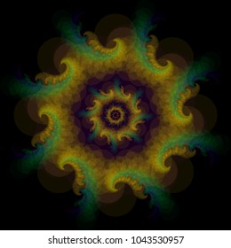 Vector Fractal Transparent Radial Vortex Mandala Shape -  Generative Art Element
