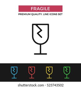 Vector fragile icon. Packaging symbols concept. Premium quality graphic design. Modern signs, outline symbols collection, simple thin line icons set for websites, web design, mobile app, infographics
