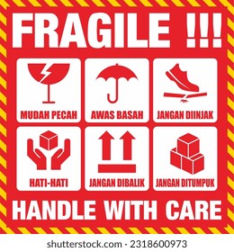 Vector fragile icons. set of packaging symbols