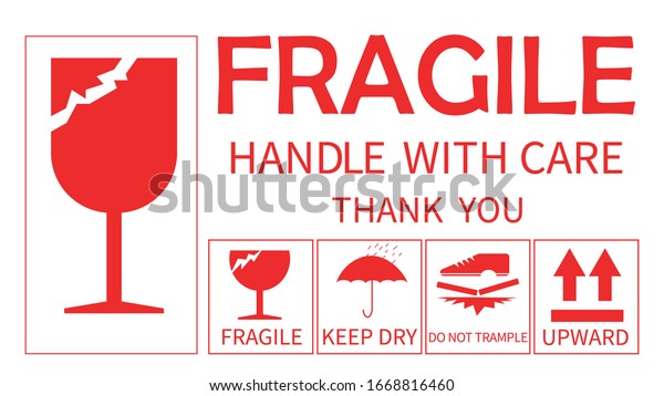 Vector fragile Shipping Labels isolate on\
white background.
