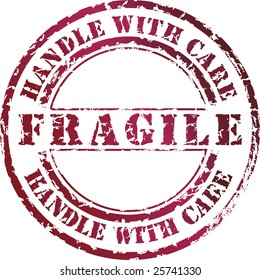 Vector fragile stamp with red ink