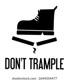 Vector Fragile Warning Black Sticker. Do Not Trample Icon,Do Not Frample handle with care logistics and delivery shipping sign, A red and white sticker featuring a bold cracked glass icon