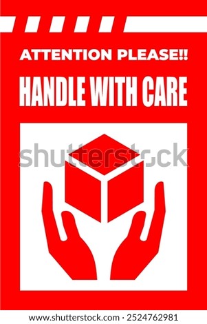 Vector Fragile Warning Red Sticker. Handle With Care Icon