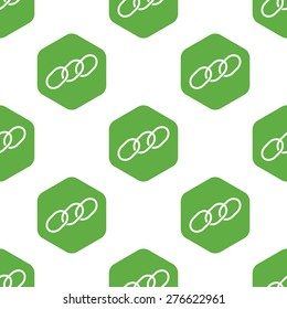 Vector fragment of chain in hexagon, repeated on white background
