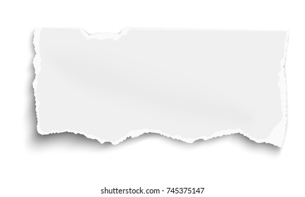 Vector fragment of white paper for memo with soft shadow isolated on white background