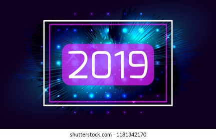 Vector frame 2019. Contemporary art
graphics. Dynamic frame stylish geometric. Element design  for business cards, invitations, gift cards, flyers and brochures, web
