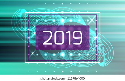 Vector frame 2019. Contemporary artgraphics. Dynamic frame stylish geometric. Element design  for business cards, invitations, gift cards, flyers and brochures, web