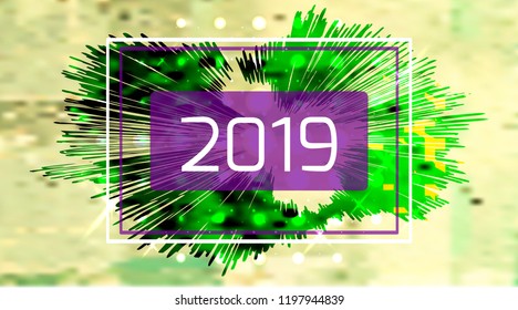 Vector frame 2019. Contemporary artgraphics. Dynamic frame stylish geometric. Element design  for business cards, invitations, gift cards, flyers and brochures, web