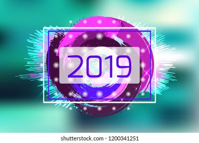 Vector frame 2019. Contemporary art
graphics. Dynamic frame stylish geometric. Element design  for business cards, invitations, gift cards, flyers and brochures, web