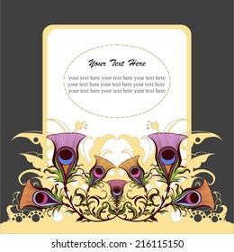 Vector frame with abstract colored flowers