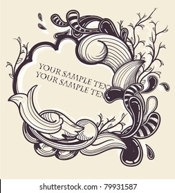 vector frame with abstract elements and plants