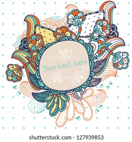 vector frame with abstract floral elements