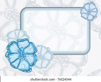 vector frame with abstract flowers on seamless floral background