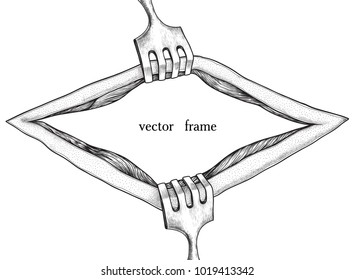 
Vector frame with abstract image of a surgical incision and appliances. Monochrome composition on a white background.
