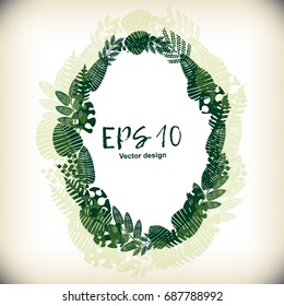 Vector frame with abstract images of plants. It can be used on websites, design of packages and brochures
