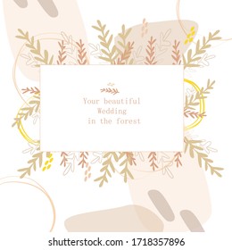 Vector frame with abstract leaves in pastel shades.