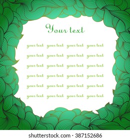 Vector frame with abstract pattern of wavy lines in the style of doodles