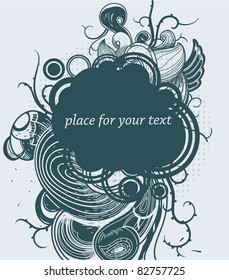 vector frame with abstract plants and wings