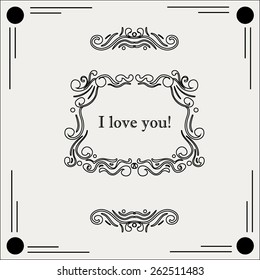 Vector Frame With Art Deco Monogram and Emblem Elements. 